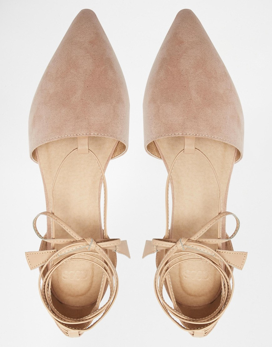 lace up nude flats
