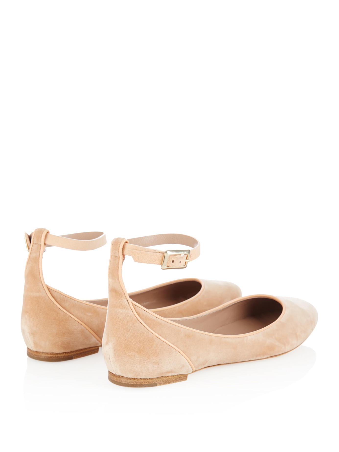 velvet flats with strap