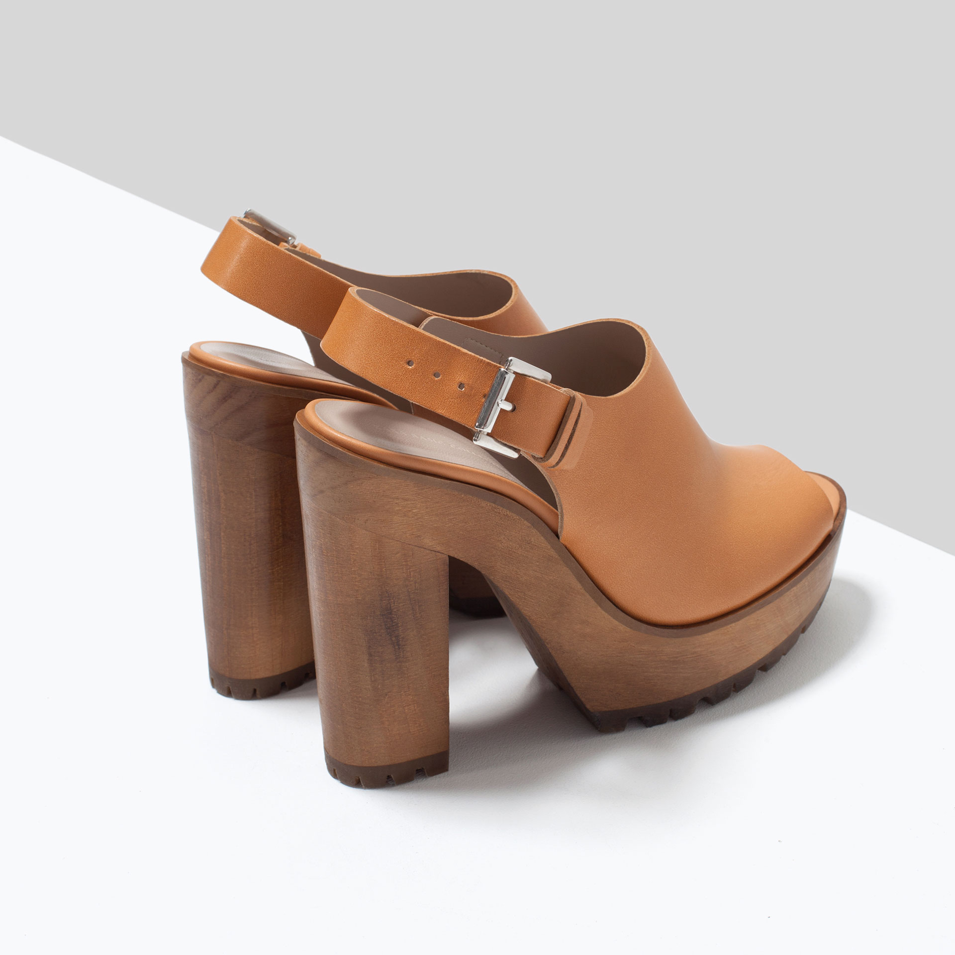 Zara Leather Sandals With Track Sole in Beige (Natural) | Lyst