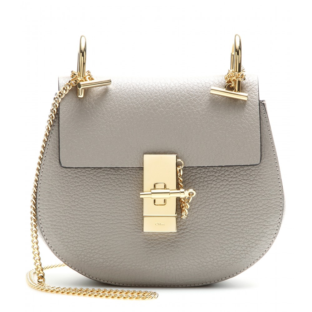 Chloé Drew Small Leather Shoulder Bag in Grey (Gray) - Lyst