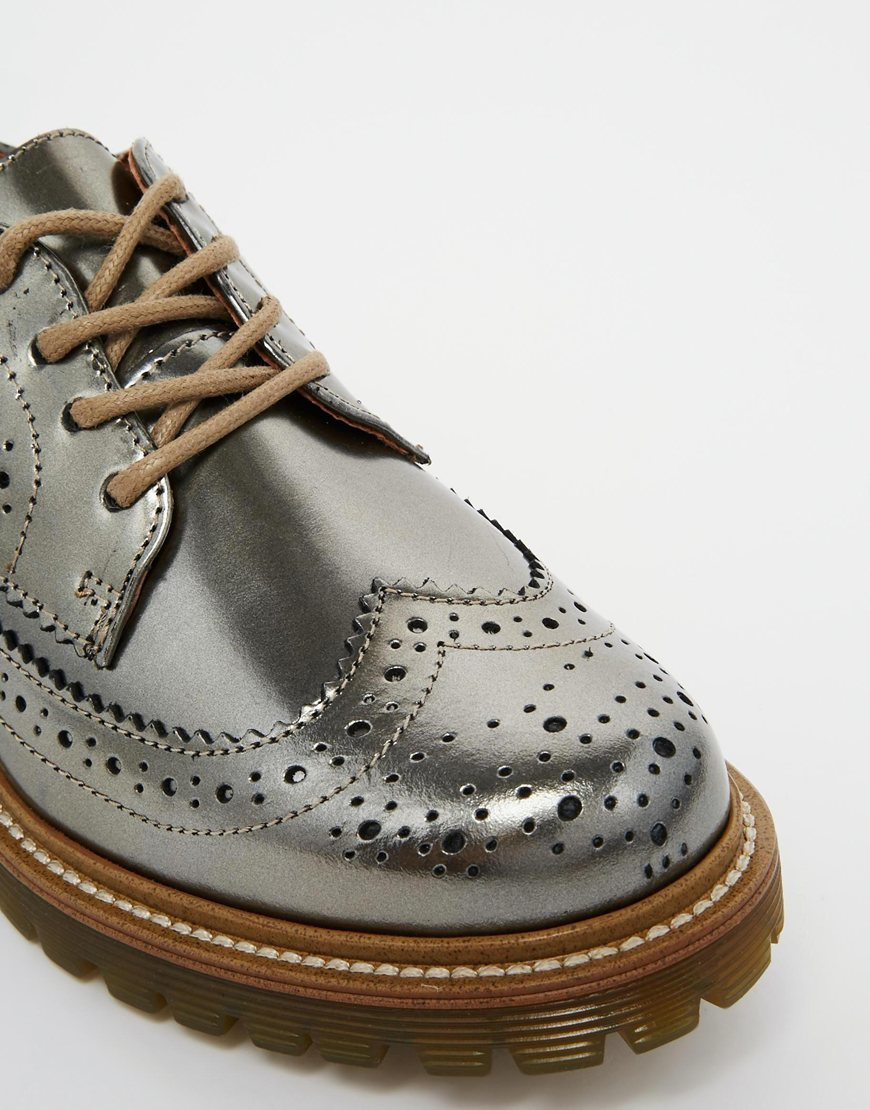 Bronx Bronze Brogue Flat Shoes in Metallic | Lyst