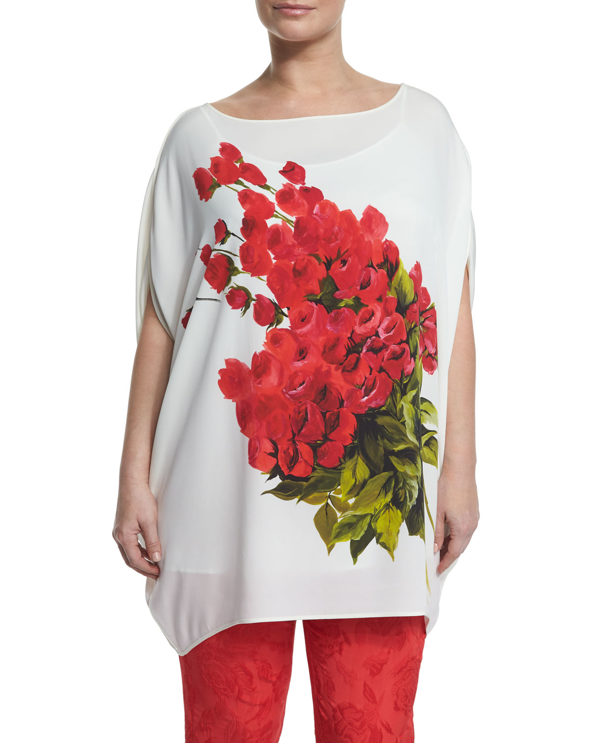 marina rinaldi large flower blouse in white lyst marina rinaldi large flower blouse in white lyst