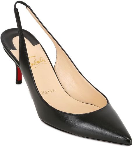 Christian Louboutin 70Mm Apostrophy Leather Slingback Pumps in Black | Lyst