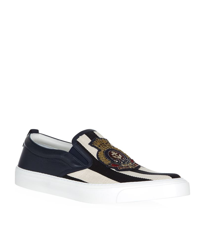 slip on sneaker gucci striped canvas slip on sneaker in blue for lyst slip on sneaker gucci striped canvas slip on sneaker in blue for lyst