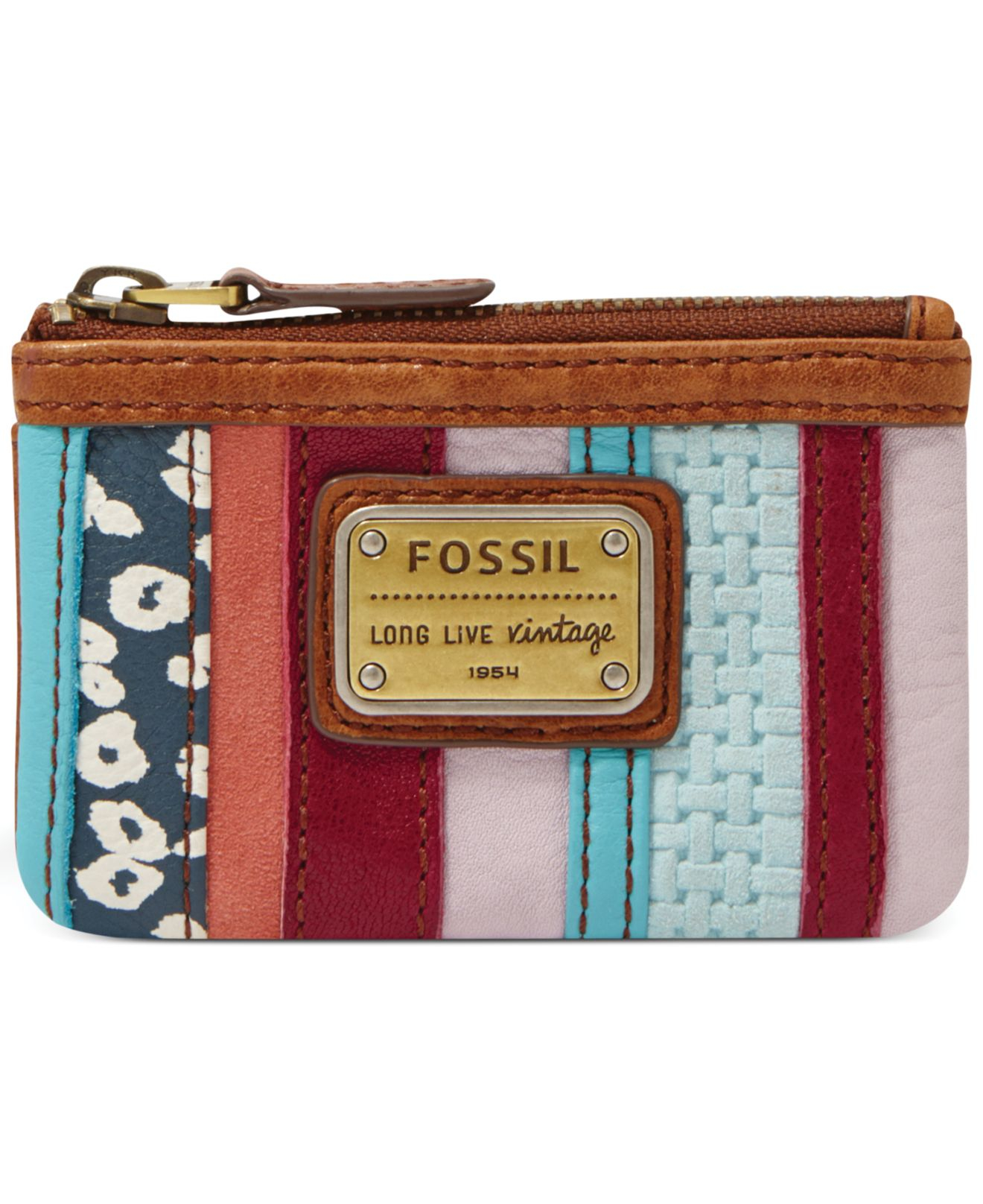 Fossil Emory Leather Patchwork Zip Coin Purse Lyst