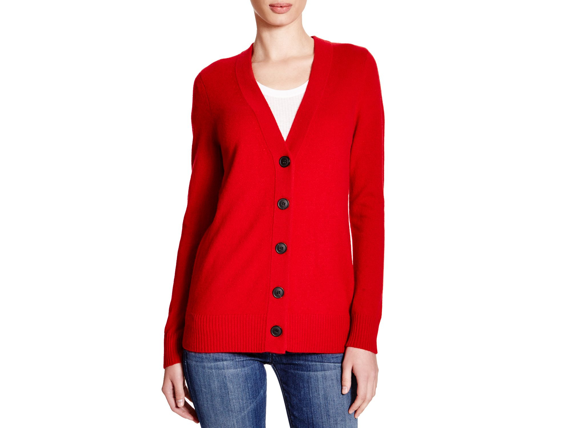 mens red cashmere cardigan