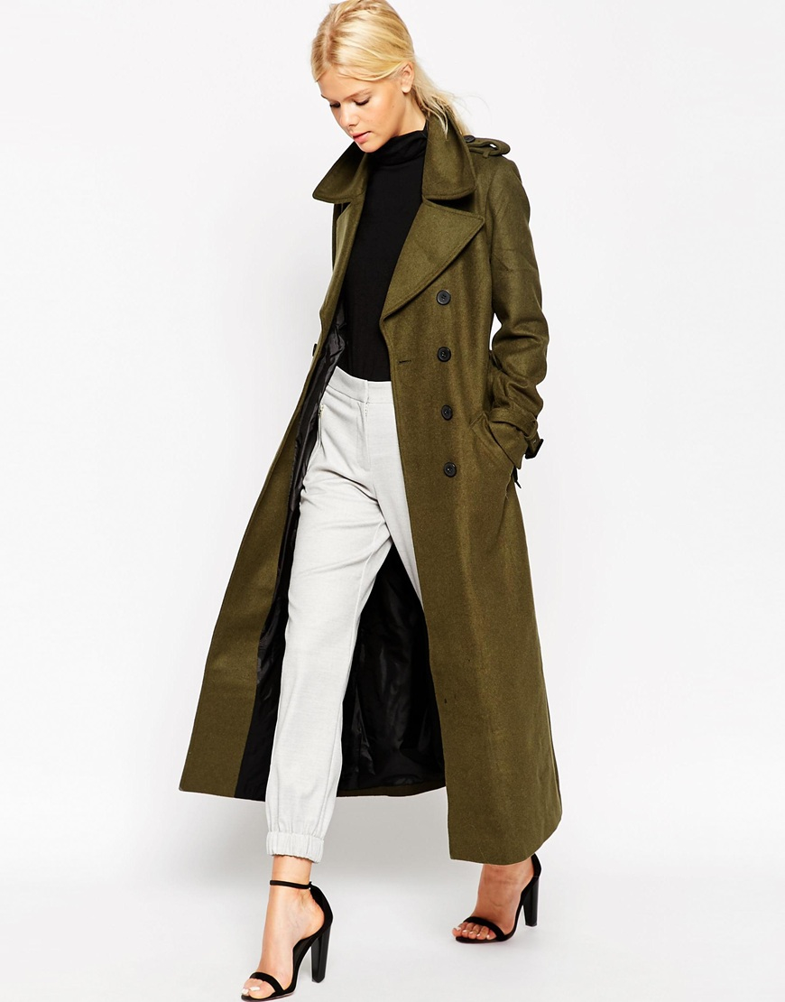 green maxi coat