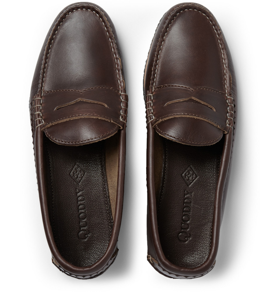 Quoddy Crepe-Sole Leather Penny Loafers in Brown for Men - Lyst