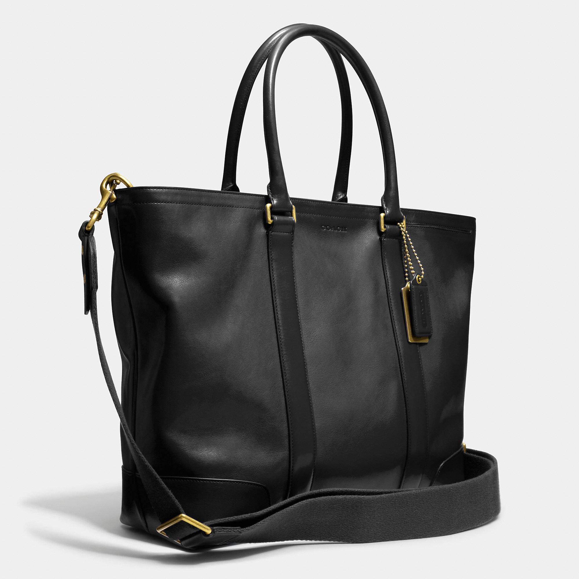 COACH Bleecker Legacy Business Tote In Leather in Brass/Black (Black ...