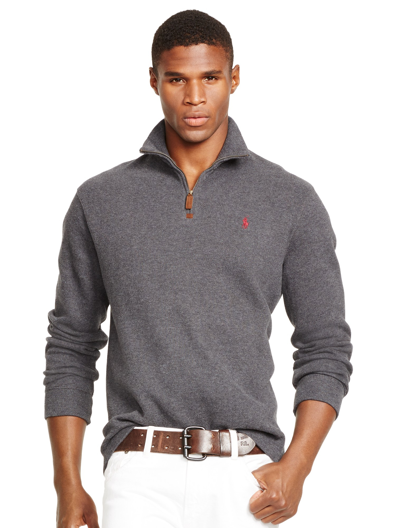 Polo Ralph Lauren Half-zip Jumper in Dark Grey Heather (Grey) for Men ...