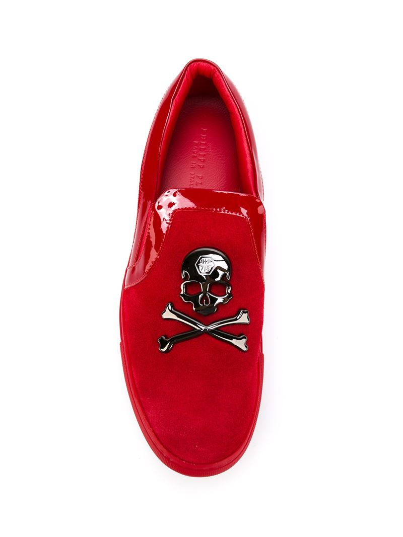 Philipp Plein Slip-On Sneakers in Red for Men | Lyst