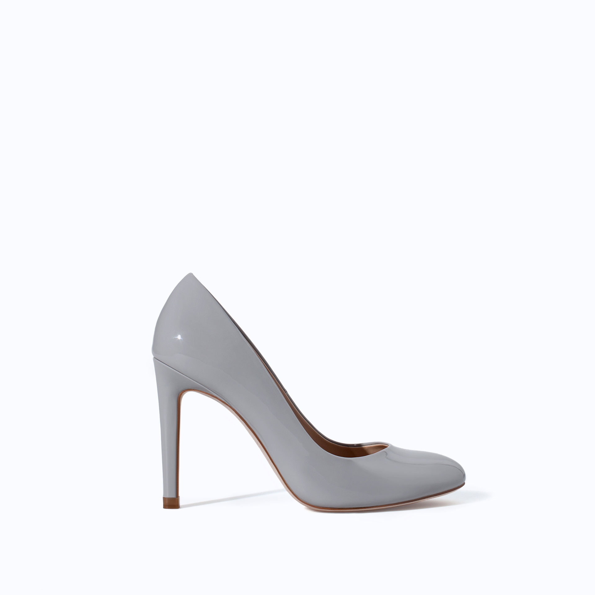 Zara Basic Synthetic Patent Leather High Heel Court Shoe in Gray | Lyst