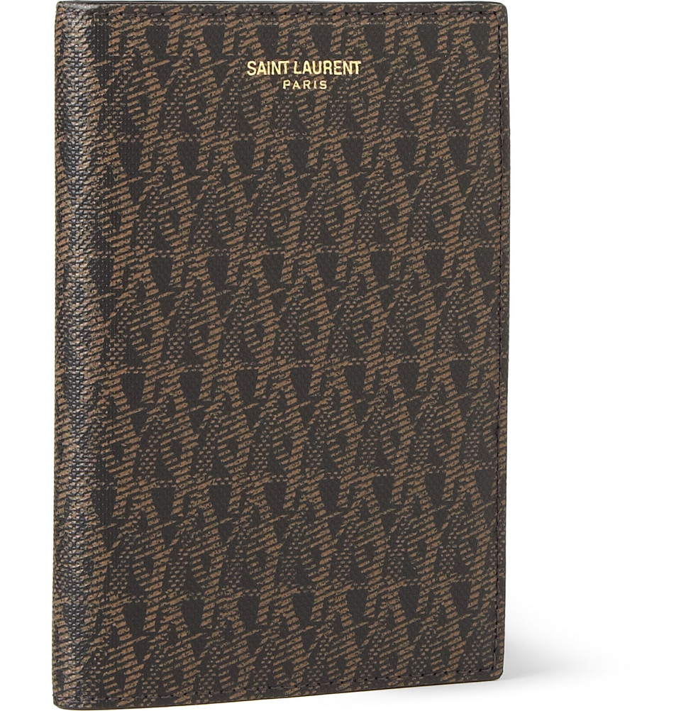 Saint laurent Monogrammed Texturedleather Passport Holder in Black for Men | Lyst