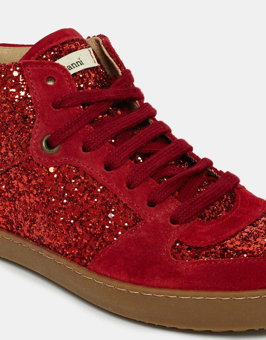 glitter red sneakers