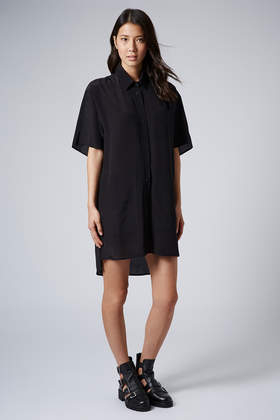 topshop black silk dress