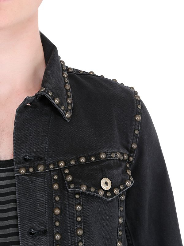 DIESEL Studded Soft Stretch Denim Jacket in Black for Men - Lyst