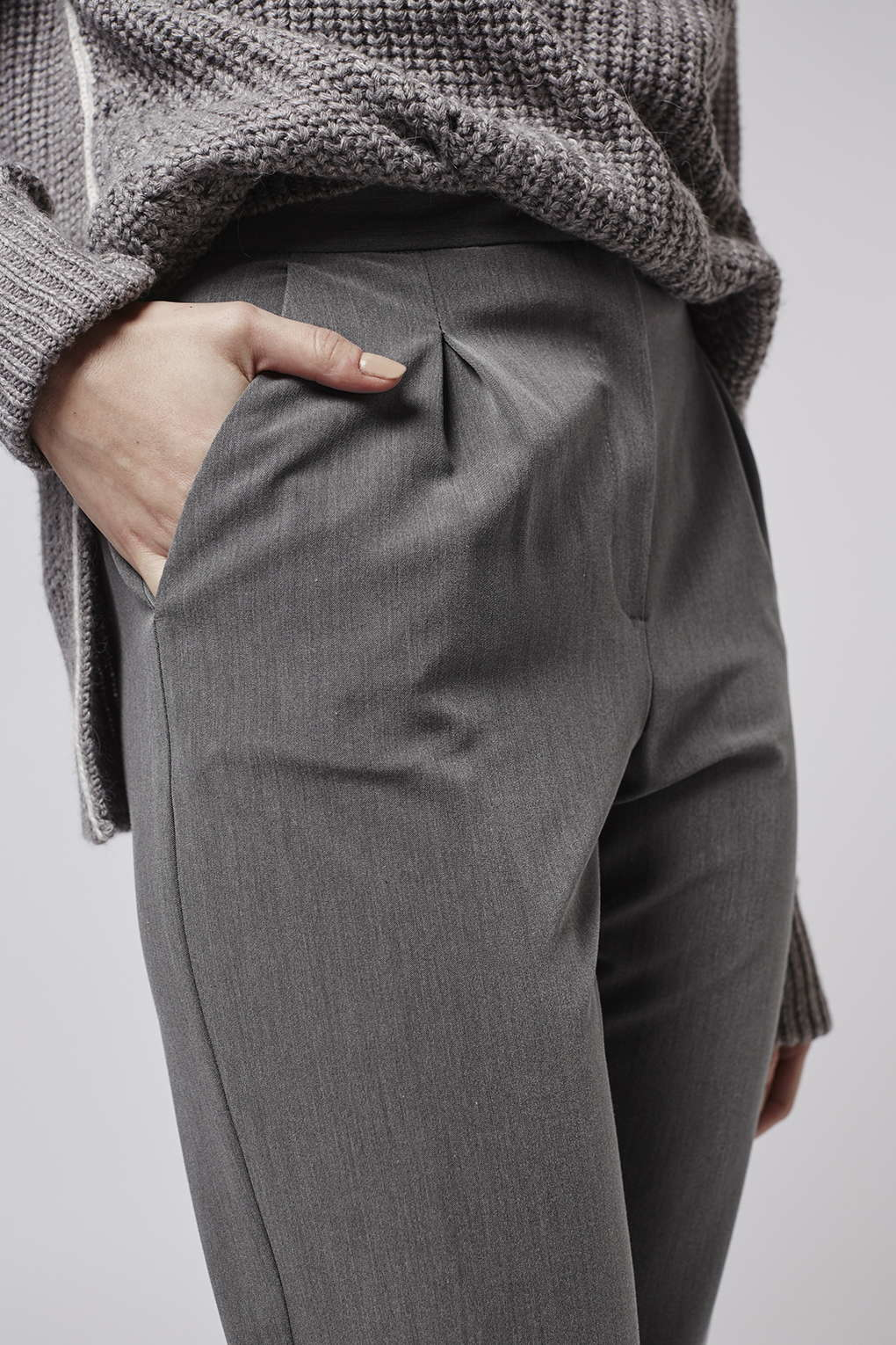 Petite Grey Cigarette Trousers Flash 