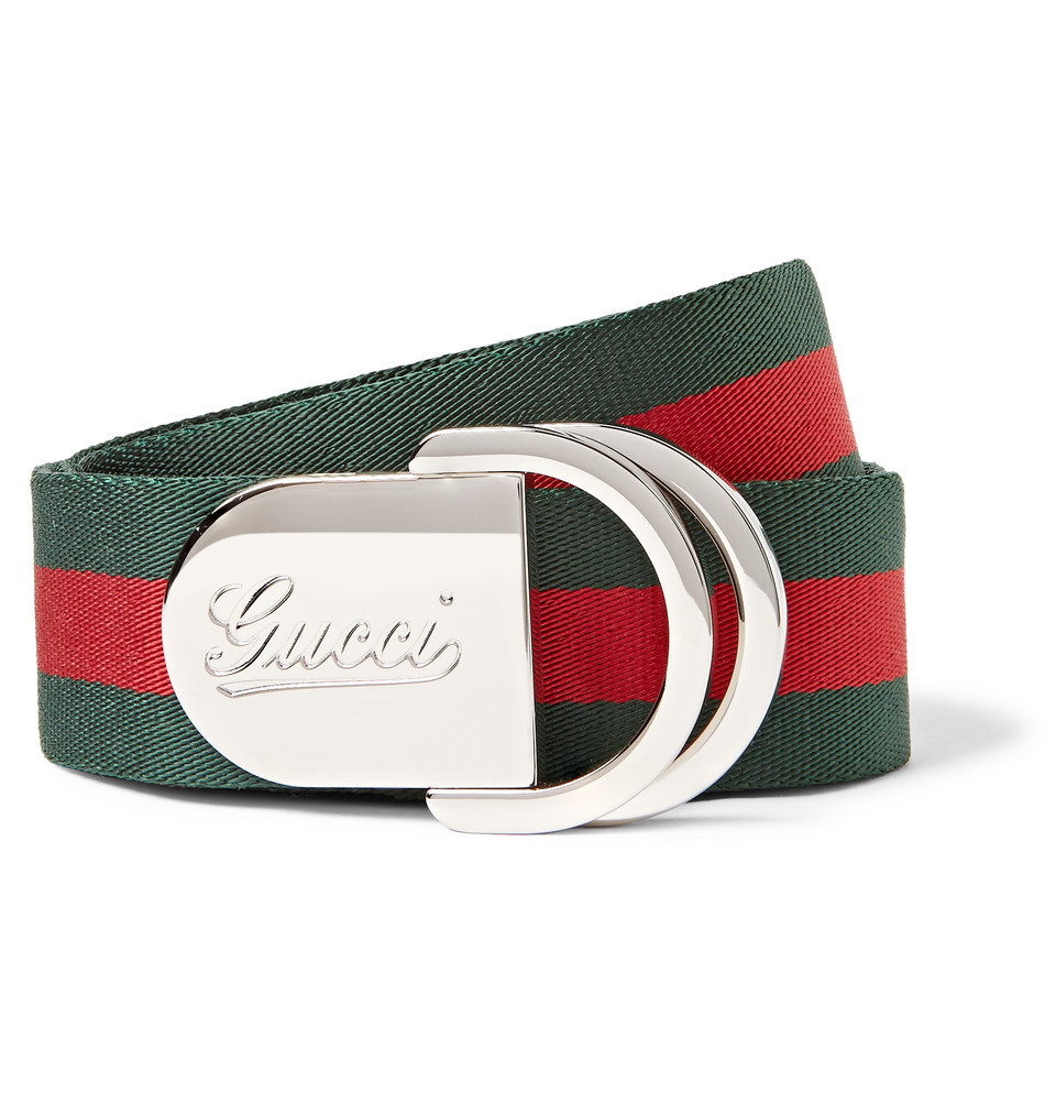 Gucci 4Cm Striped Canvas Belt in Green for Men | Lyst