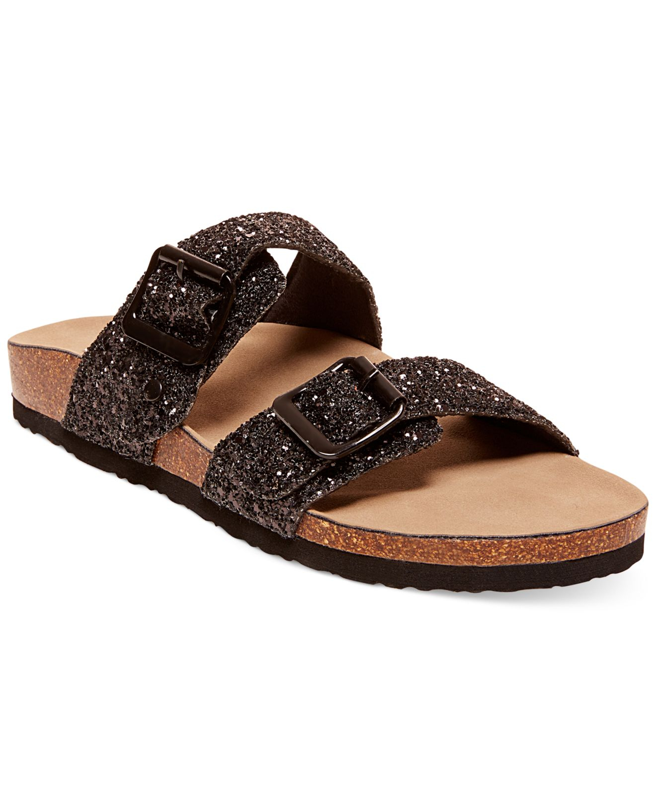 Madden girl Brando Footbed Sandals in Black (Black Glitter) Lyst