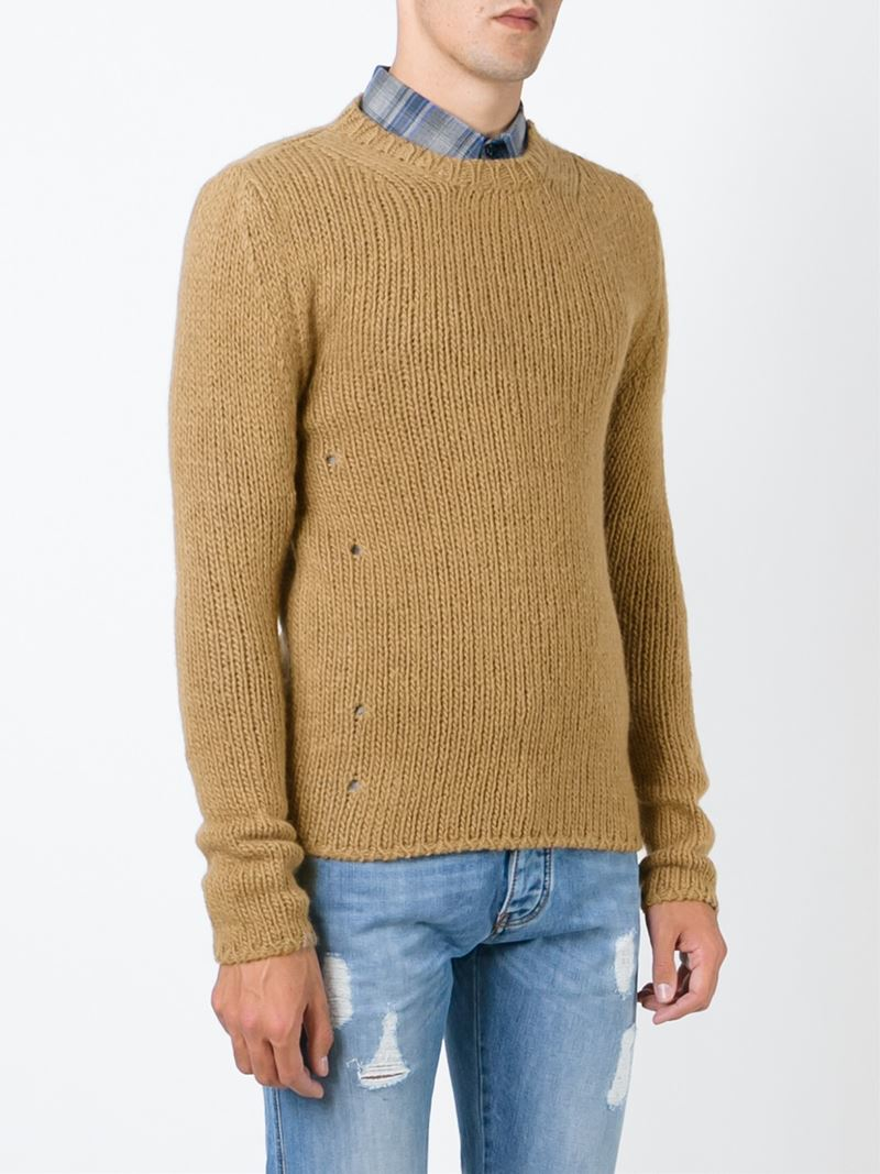 Lyst - Ermanno Scervino Ribbed Knit Sweater in Natural for Men