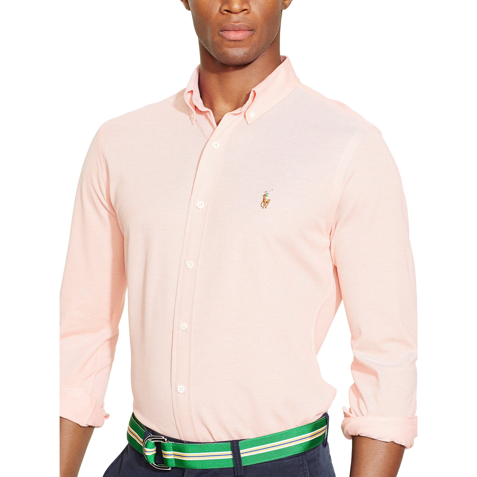Polo Ralph Lauren Knit Oxford Shirt in Pink for Men - Lyst