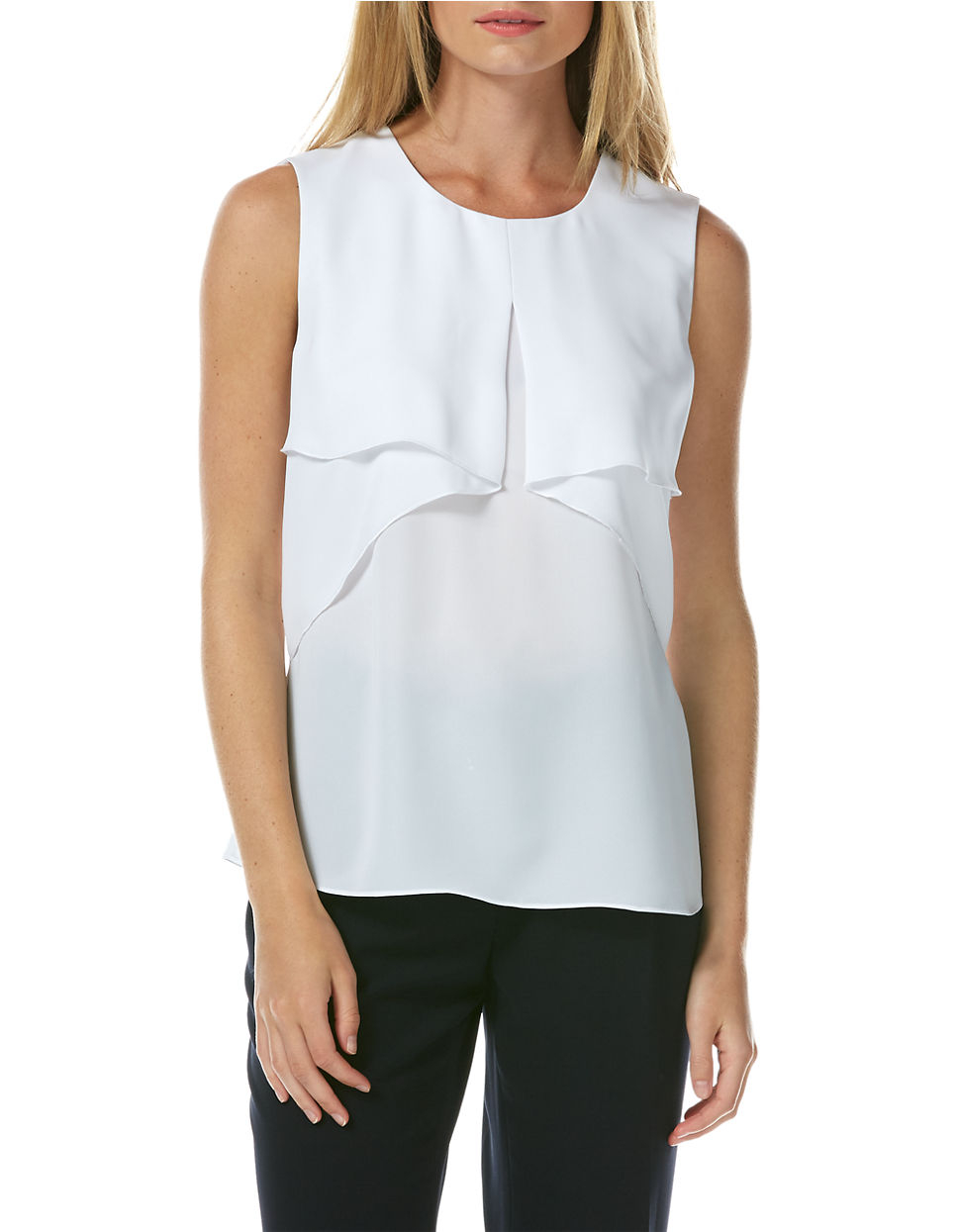 Lyst - Laundry By Shelli Segal Pleated Ruffle Blouse in White