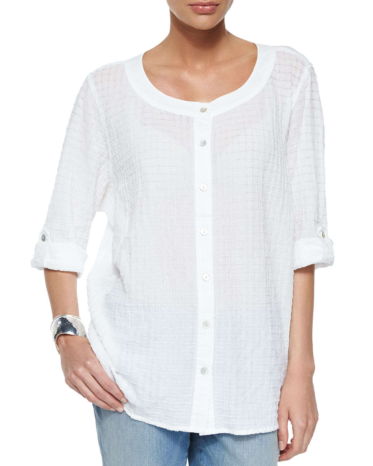 Eileen fisher Organic Cotton Voile Box Shirt in White Lyst