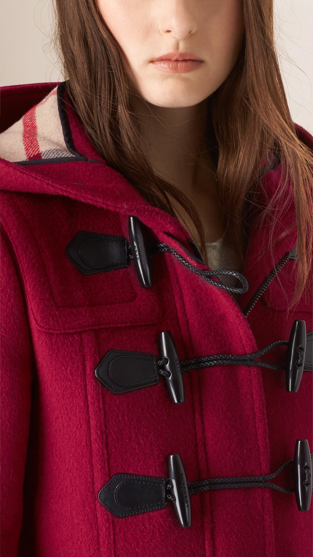 Burberry Fitted Wool Duffle Coat in Claret Pink (Pink) Lyst
