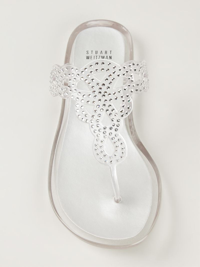 Stuart Weitzman Rubber 'clear Jelly' Flip Flops in Metallic - Lyst