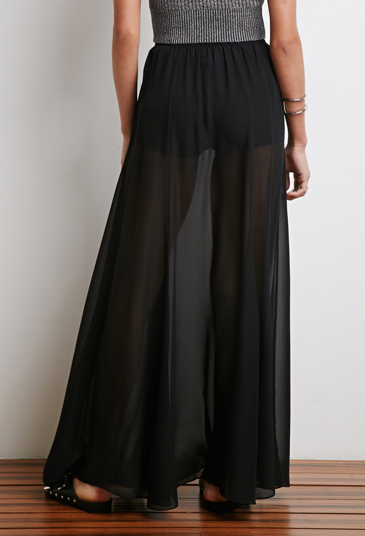 sheer overlay maxi skirt