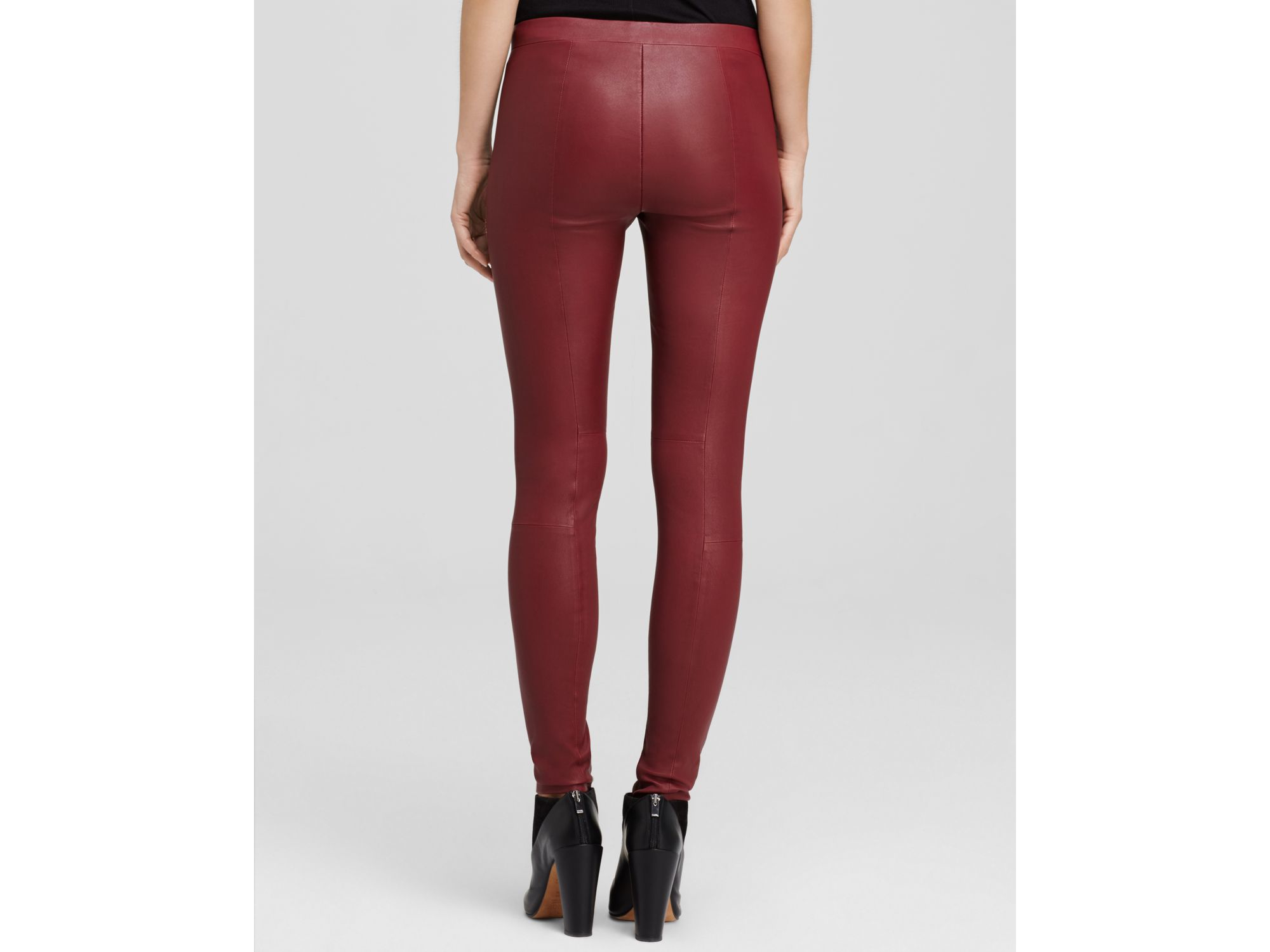 bordeaux leather pants