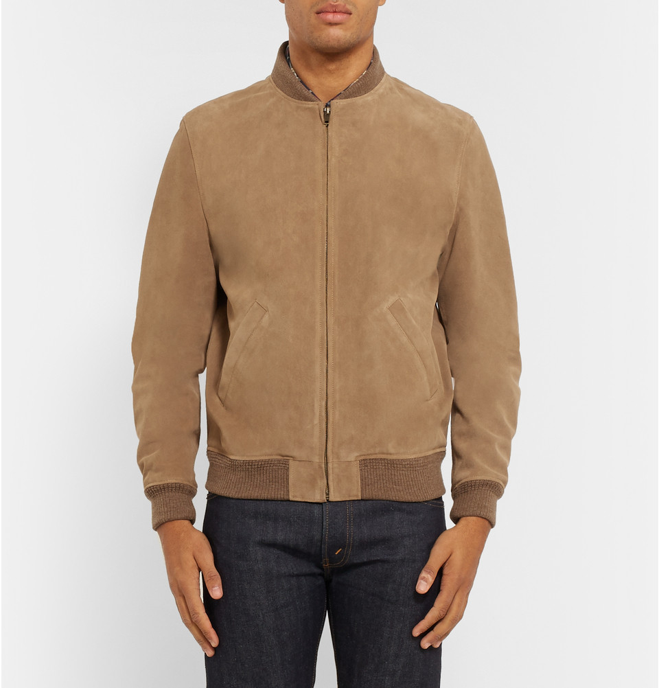 A.P.C. Louis W. Ferris Suede Bomber Jacket in Brown for Men - Lyst