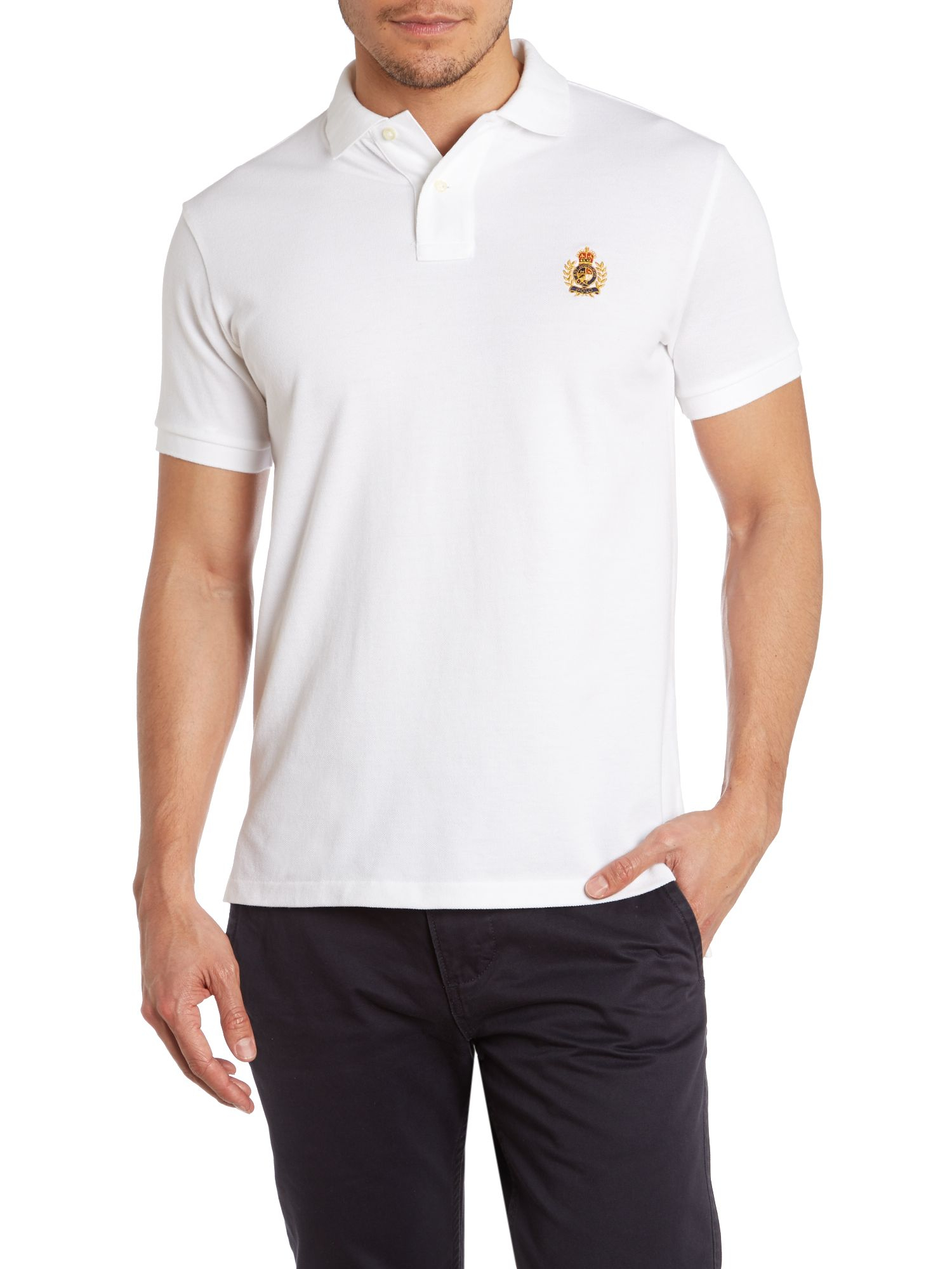 Polo ralph lauren Custom Fit Crest Pocket Polo Shirt in White for Men | Lyst