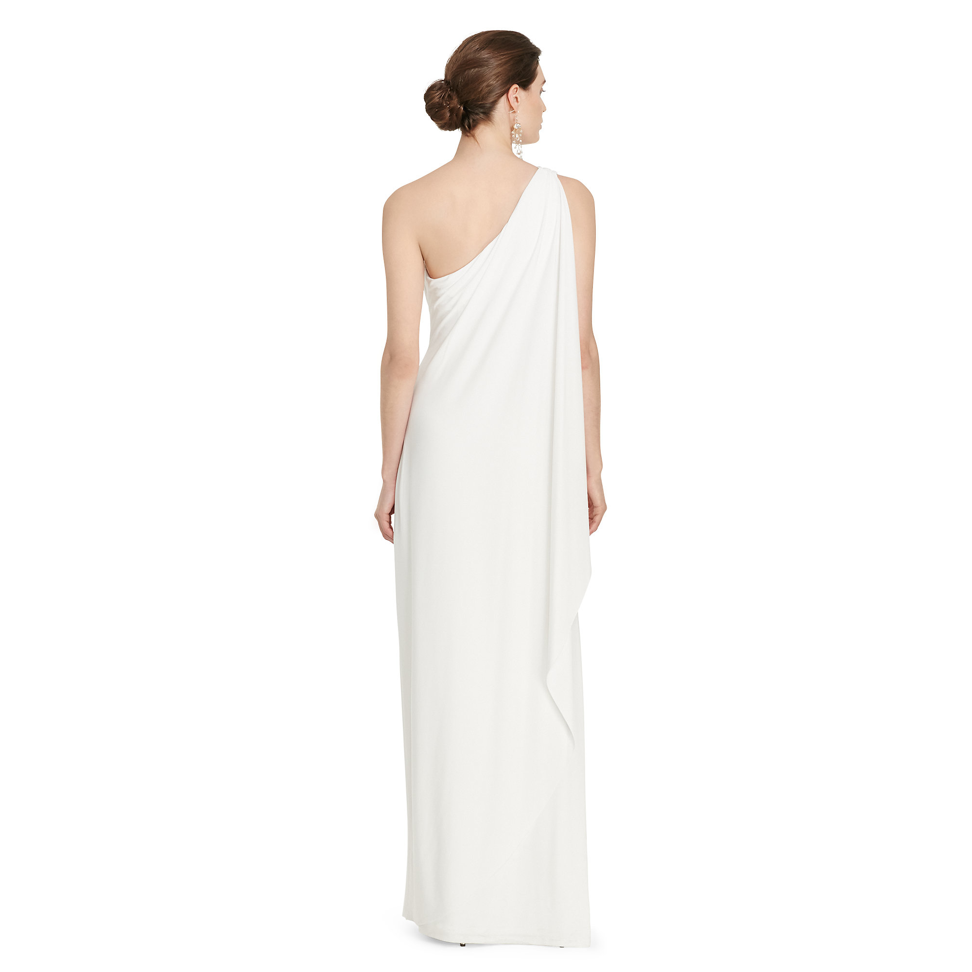 ralph lauren one shoulder cape gown