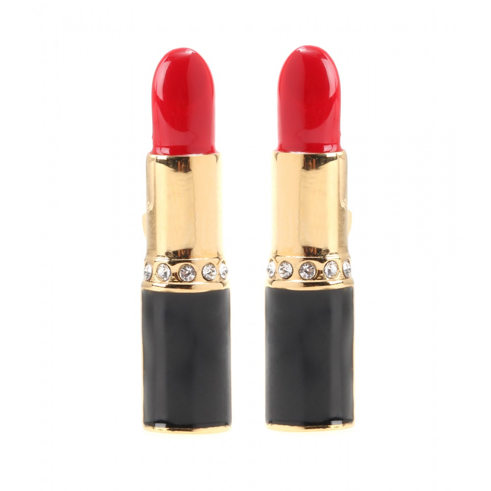 Lyst Saint Laurent Crystalembellished Lipstick Earrings in Metallic