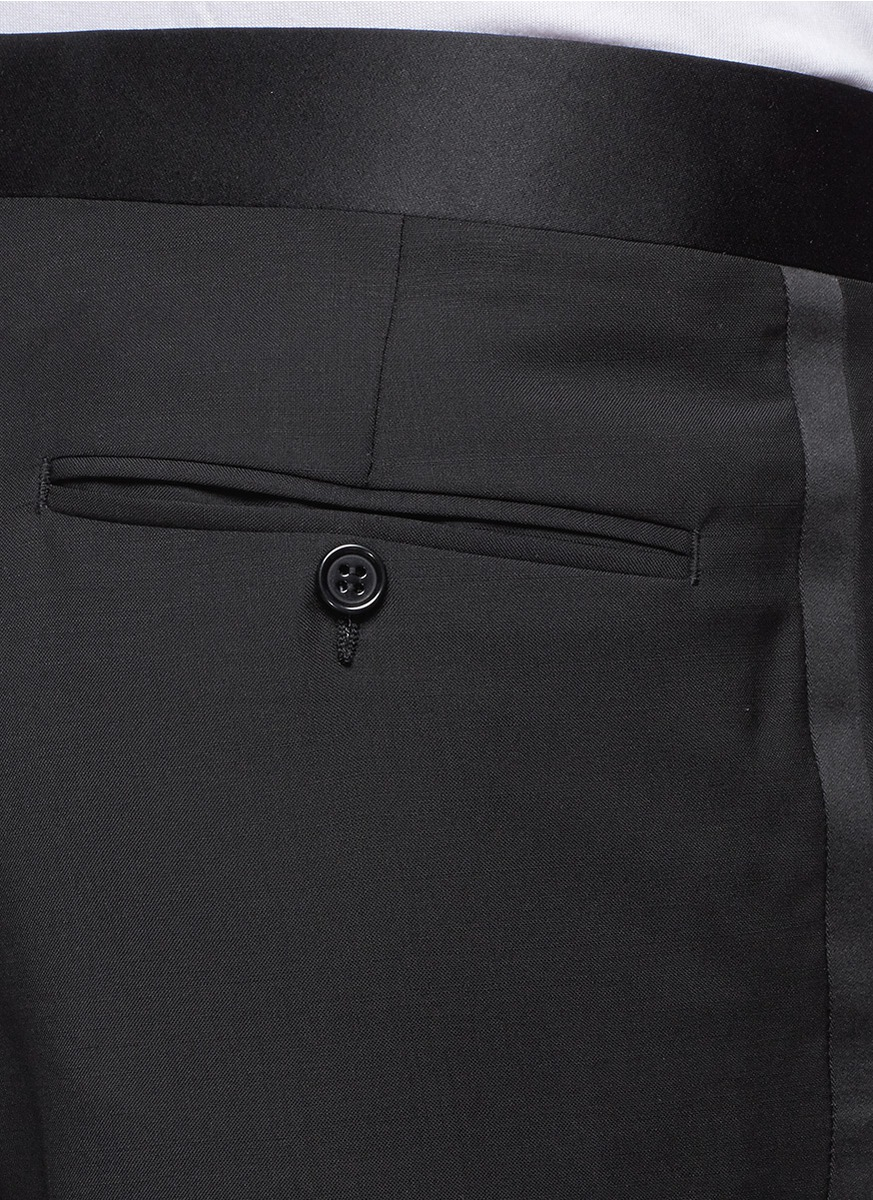Canali Satin Stripe Tuxedo Pants in Black for Men | Lyst