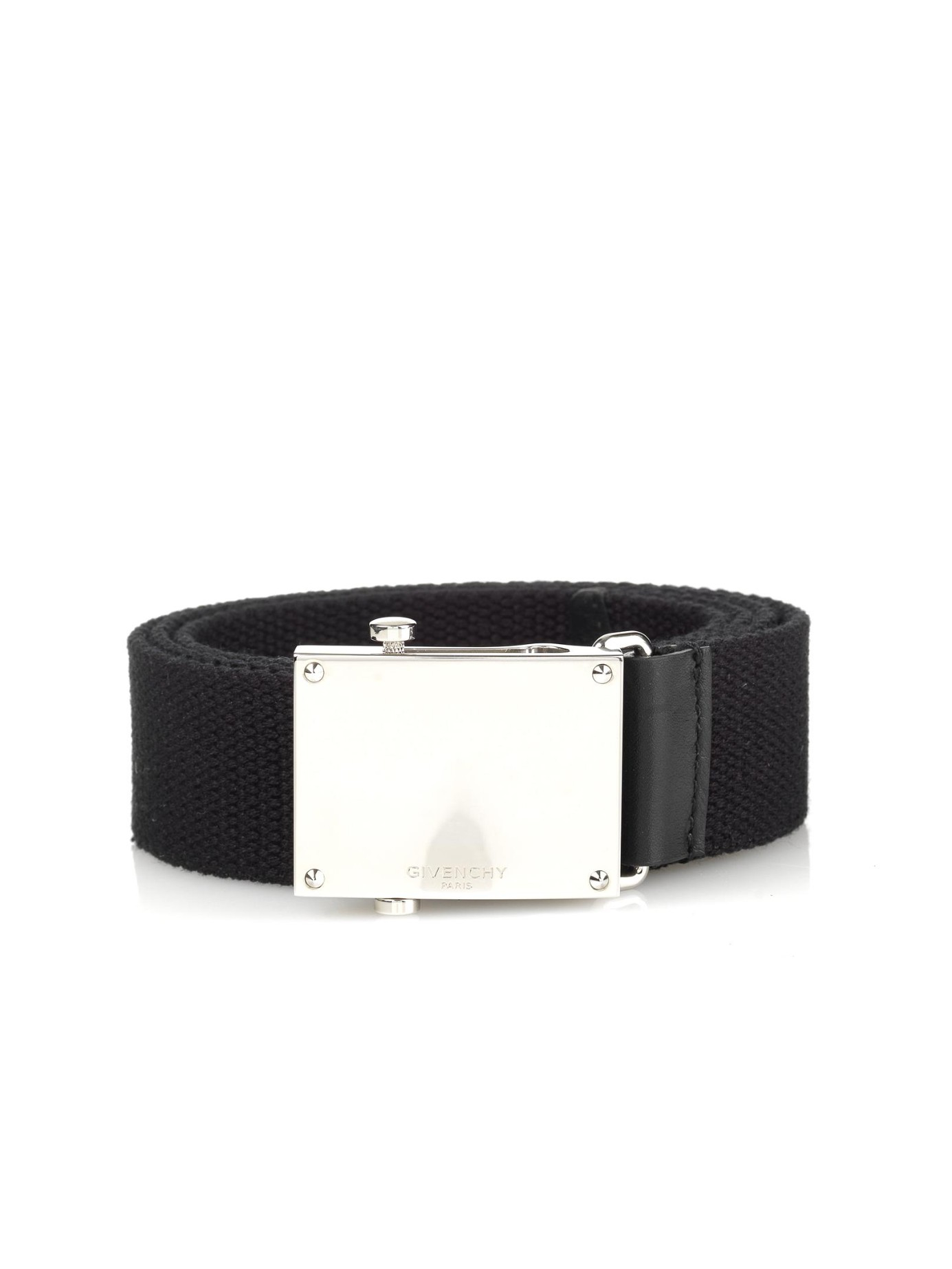 Givenchy Military SquareBuckle Canvas Belt in Black (Metallic) for Men