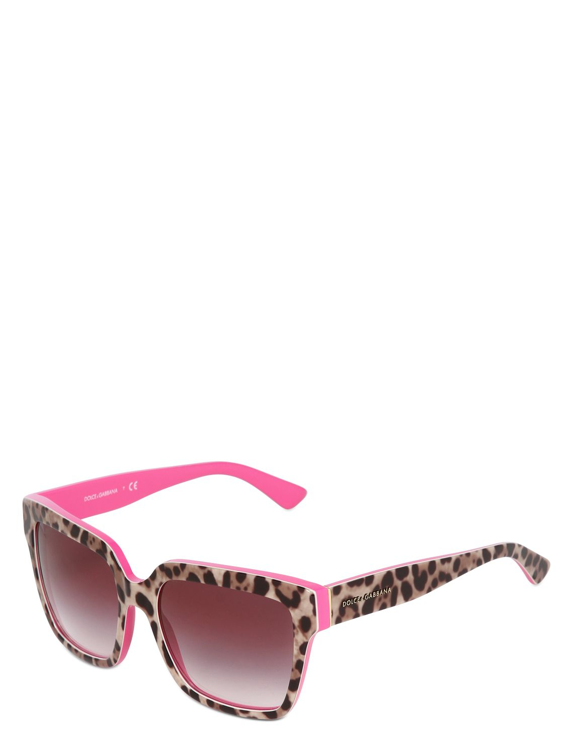 Dolce & Gabbana Squared Leopard Printed Sunglasses in Pink | Lyst