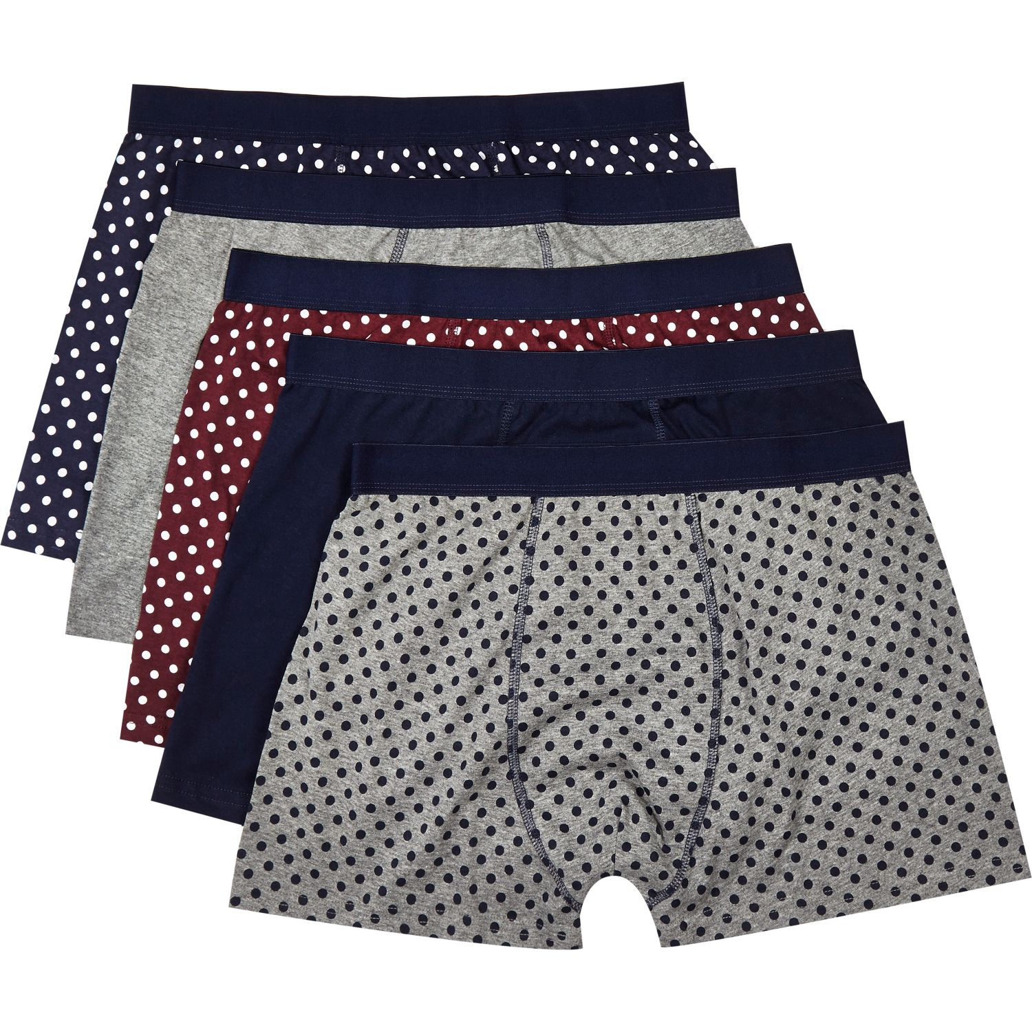 River island Navy Polka Dot Print Boxer Shorts Pack in Multicolor for ...