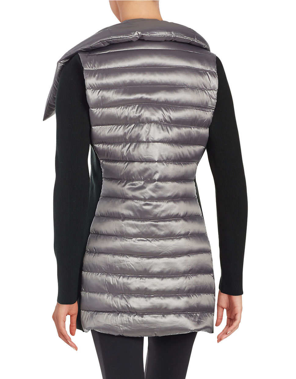 Calvin Klein Synthetic Asymmetrical-zip Puffer Jacket in Metallic Grey ...