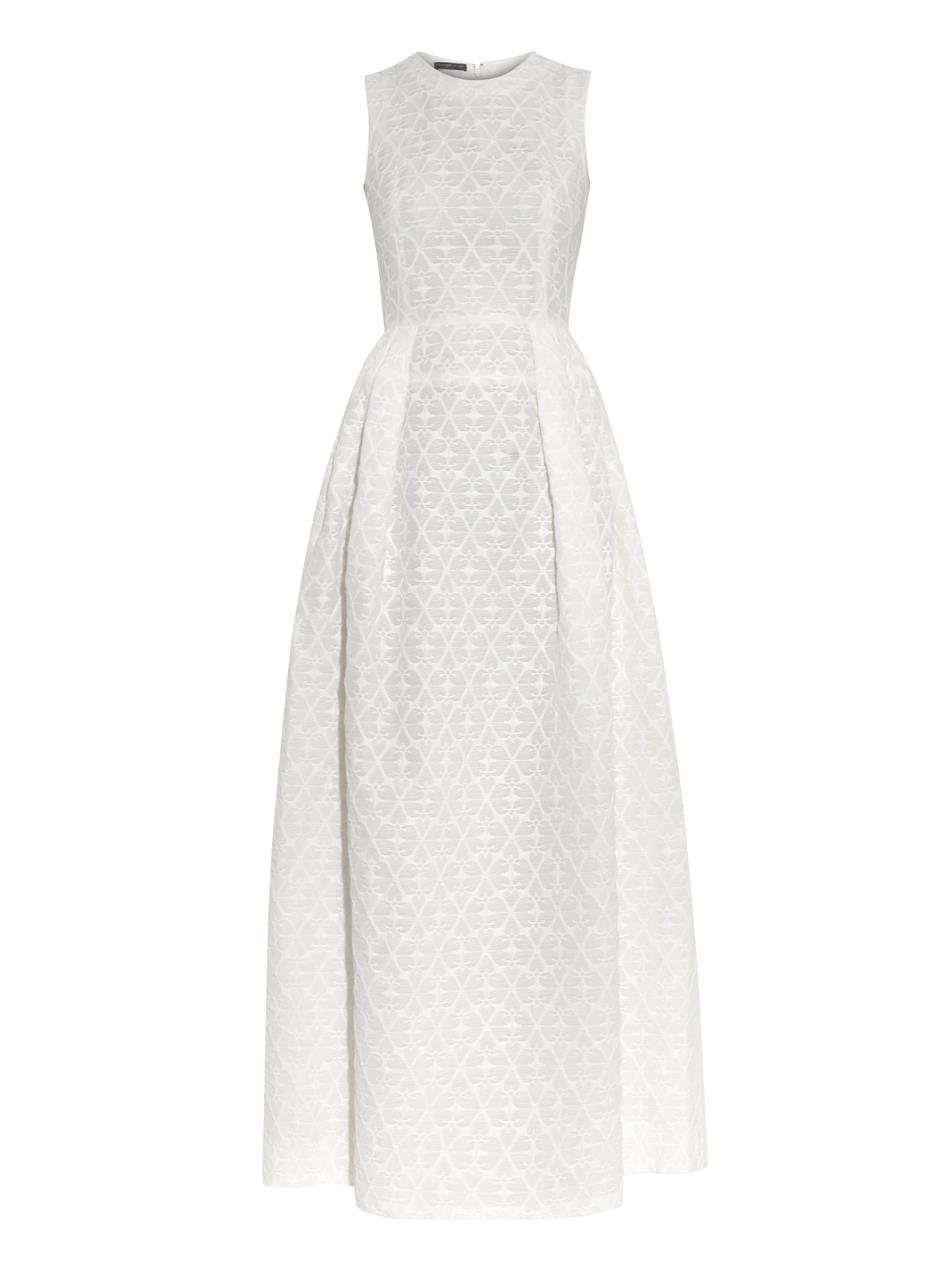 Alexander mcqueen Floral-Cloqué Gown in White | Lyst