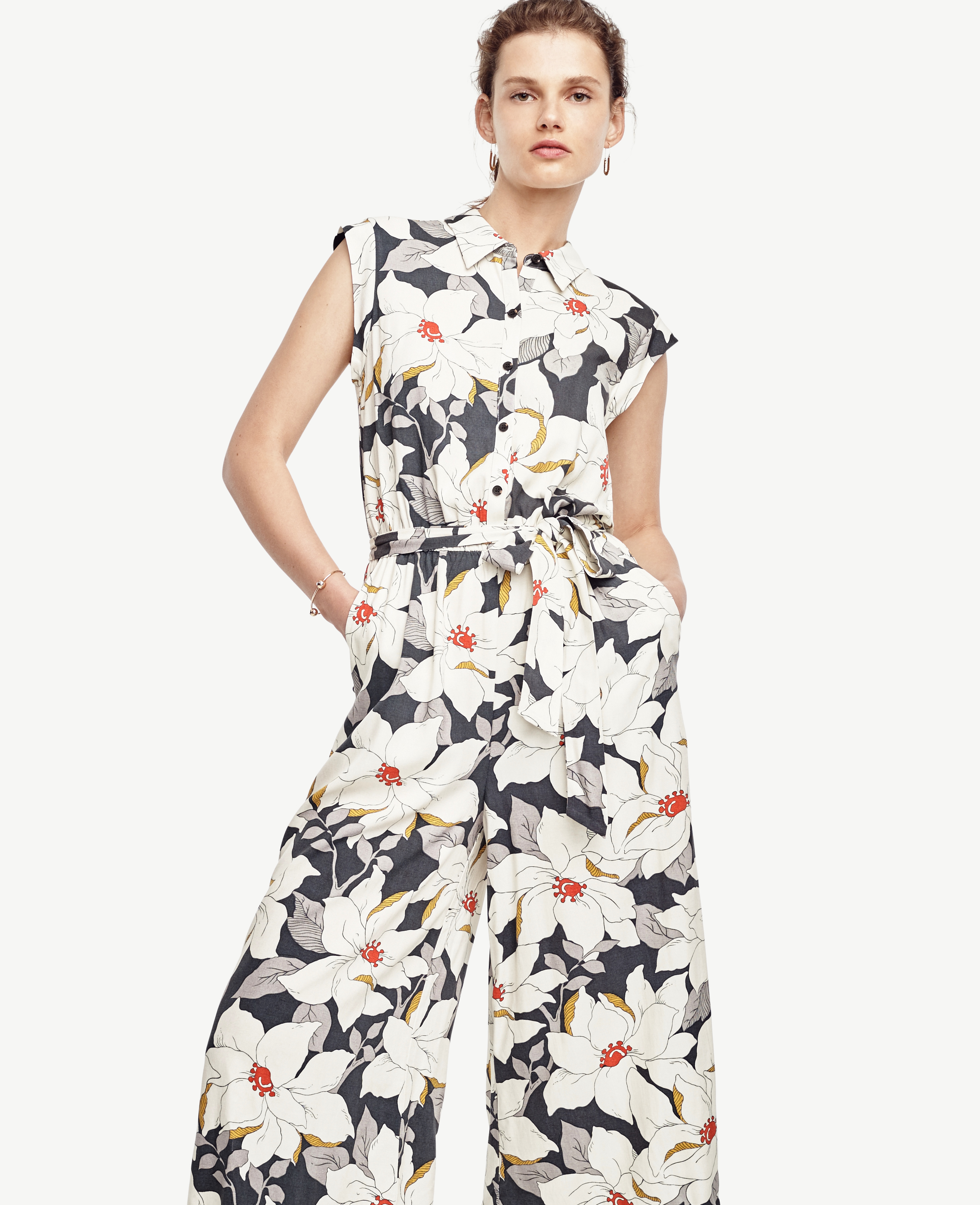 ann taylor white jumpsuit