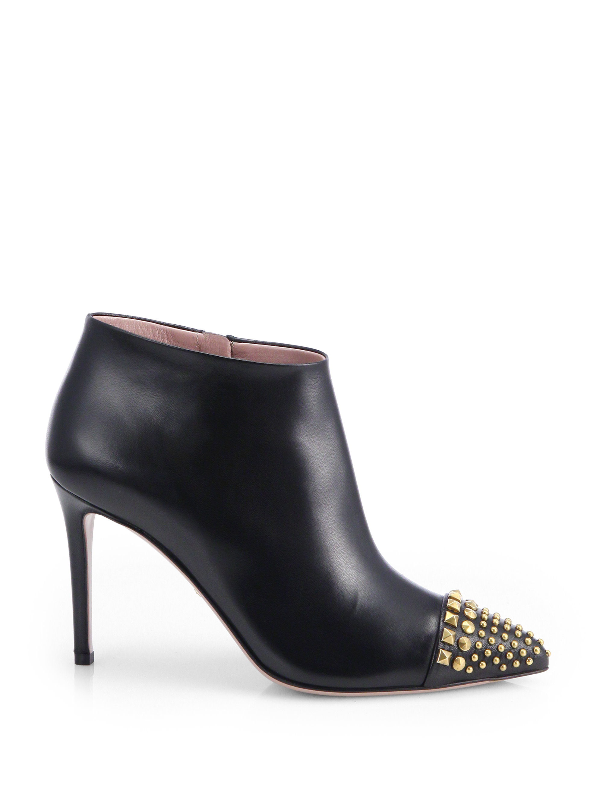gucci leather bootie with studs