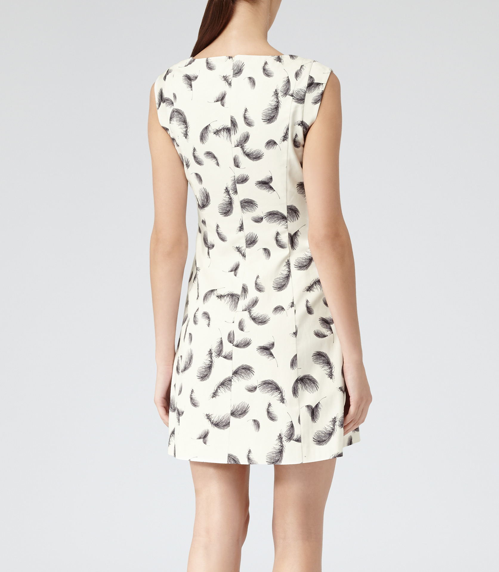 Reiss Ottoline Feather Print Dress in White - Lyst