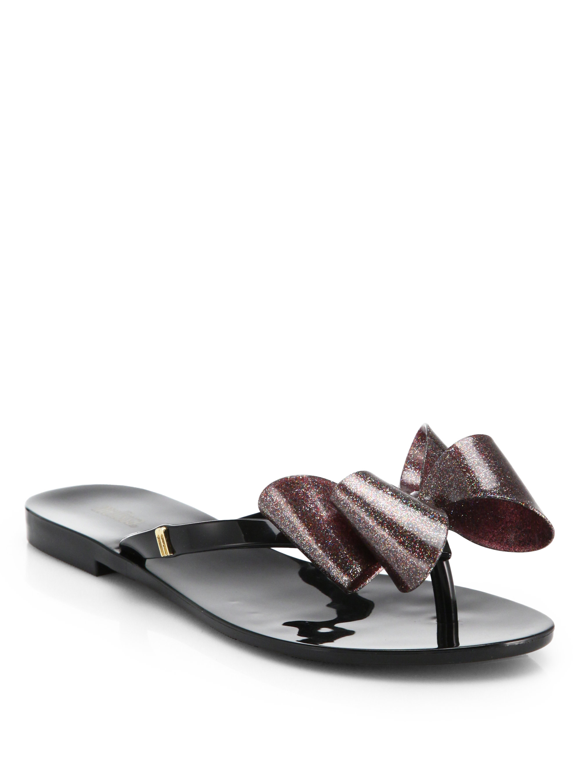 glitter bow flip flops