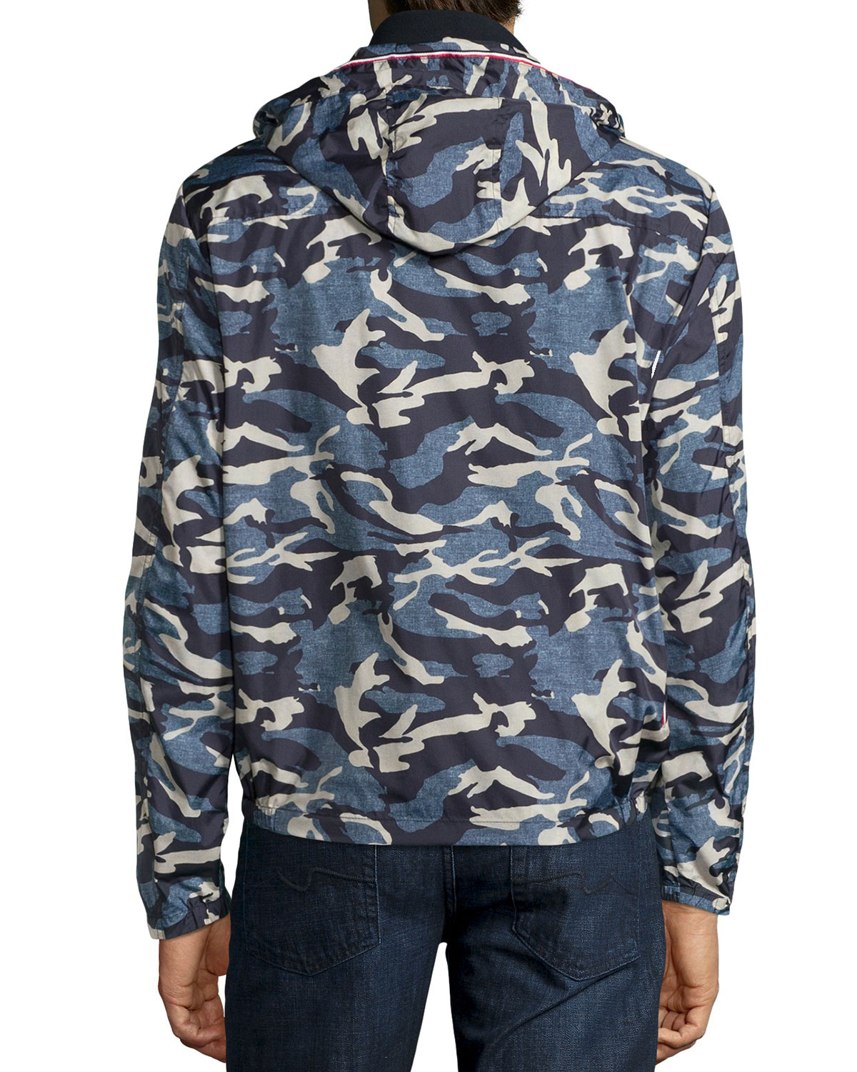 Moncler Camo Hooded Zipup Jacket in Blue for Men Lyst