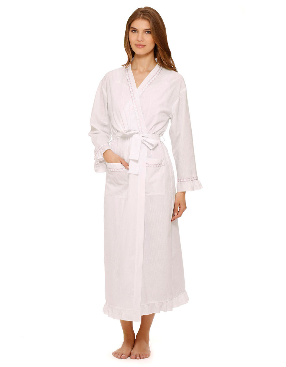 Eileen west Spring Blossom Long Robe in White | Lyst