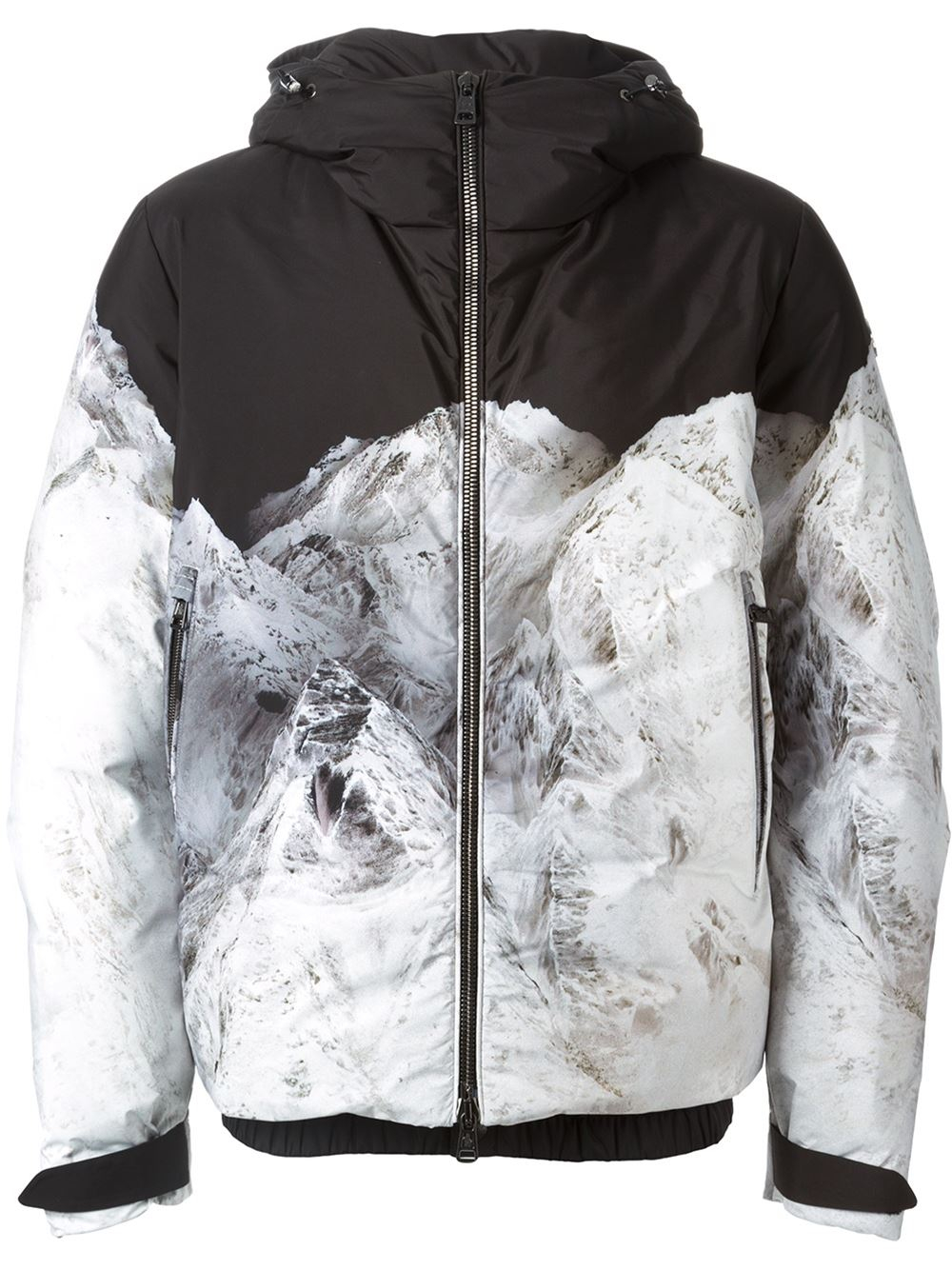 Moncler Mountain Print Padded Jacket in White for Men | Lyst
