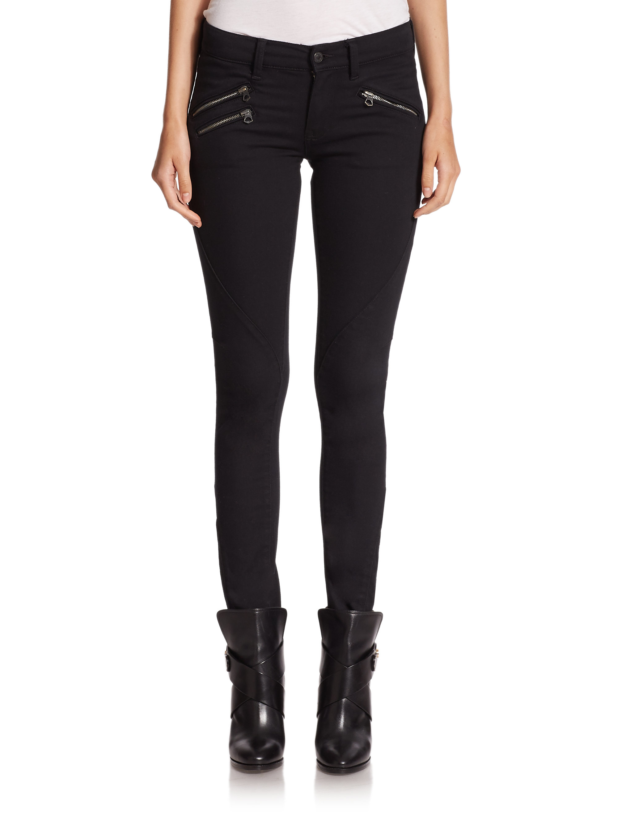 Polo Ralph Lauren Moto Skinny Jeans in Black - Lyst