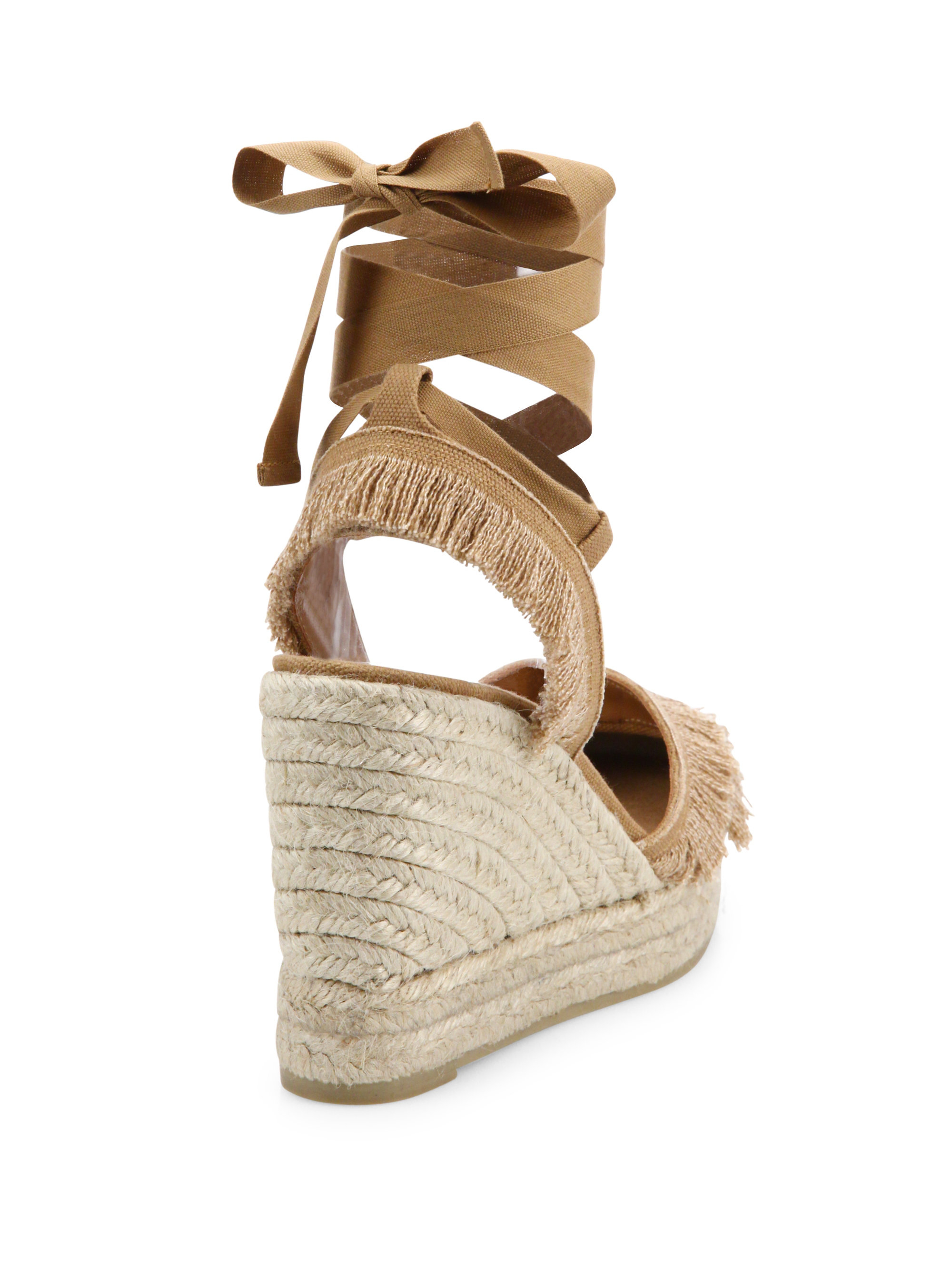 Castaner Cala Feathered Canvas Espadrille Wedge Sandals in